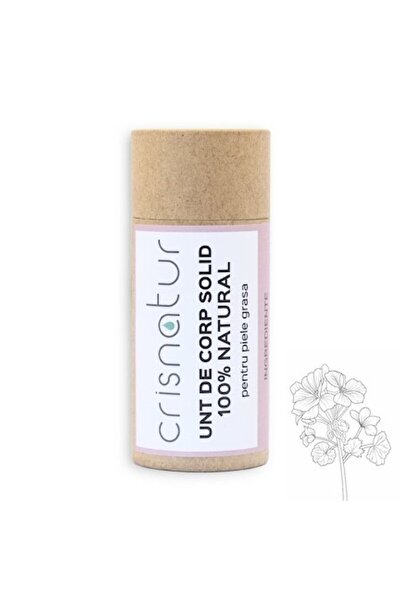 Cris Natur Unt de corp solid pentru ten gras cu geranium - 100% - făcut manual, 60g