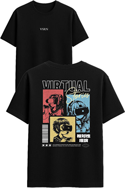 VSRN Μπλουζάκι με εκτύπωση Virtual Design, μαύρο, oversized