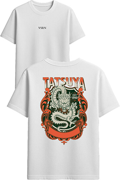 VSRN تي شيرت تاتسويا ديزاين مطبوع أبيض قصة فضفاضة