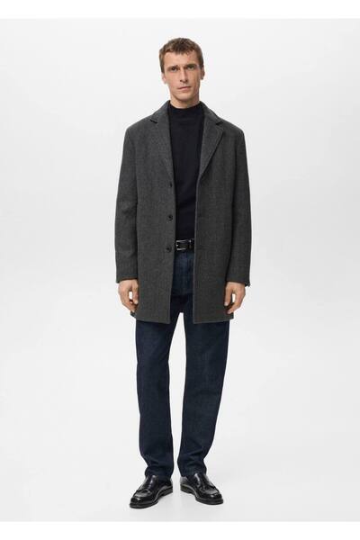MANGO Man Geri dönüşümlü yünden hafif palto