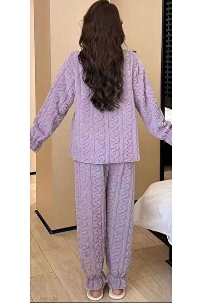 ÇEÇEN HOME Set de pijamale în stil prințesă de iarnă pentru femei, îmbrăcăminte dulce și drăguță pentru acasă cu detaliu de panglică