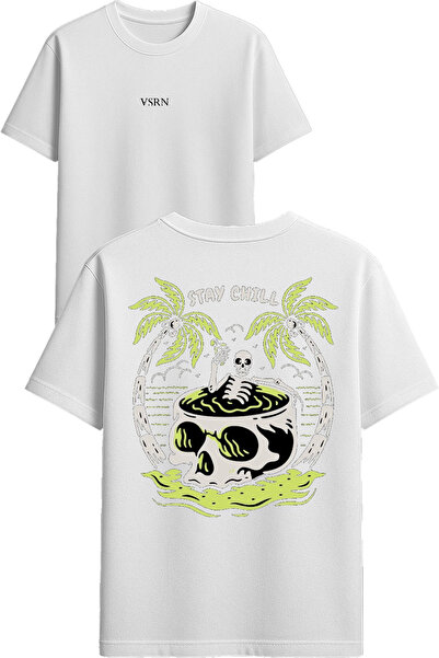 VSRN تي شيرت ستاي تشيل ديزاين مطبوع أبيض قصة فضفاضة