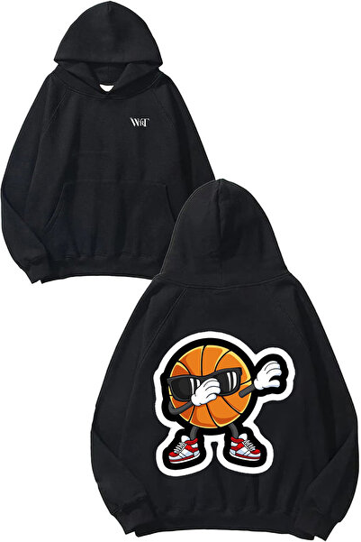 THEWERT Basketball 8 Design Back Printed Black Hooded Sweatshirt