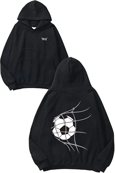 THEWERT Fotbal 4 Design Spate cu imprimeu Negru cu glugă Swea tricou