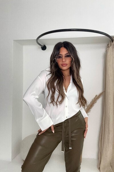 Sohotique By P Elastic Waist Jogger Leather Pants Khaki