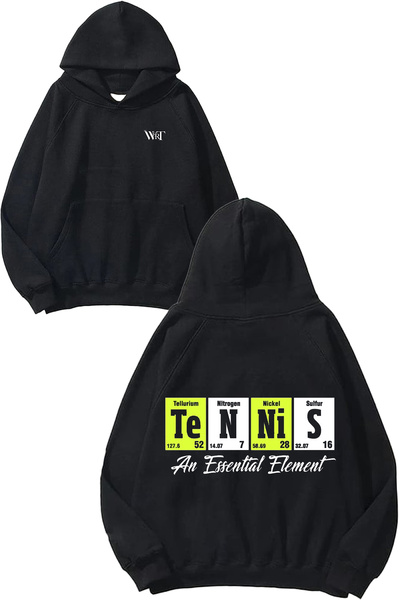 THEWERT Tenis 2 Design Spate cu imprimeu Negru cu glugă Swea tricou