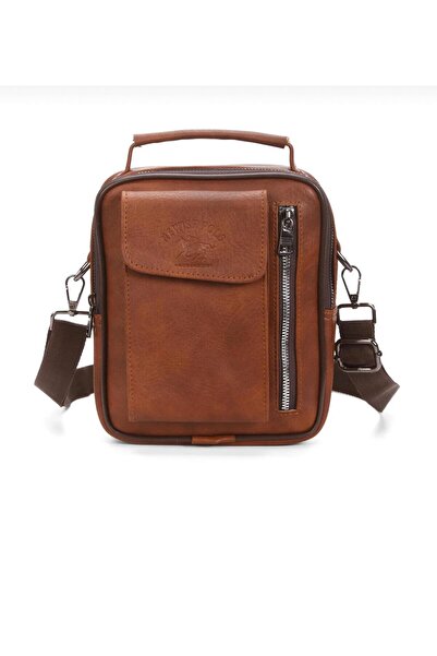 fao polo Men's Leather Black Color Crossbody Shoulder Chest and Handbag with Phone Compartment