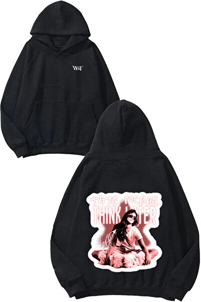 THEWERT Tate Mcrae Design Spate cu imprimeu Negru cu glugă Swea tricou