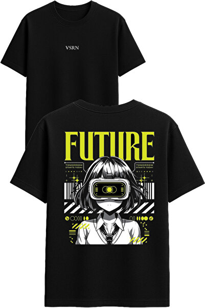 VSRN Μπλουζάκι με στάμπα Future Design, μαύρο, oversized