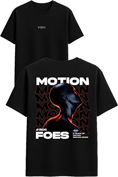 VSRN Μπλουζάκι με στάμπα Motion Design σε μαύρο χρώμα και oversized γραμμή