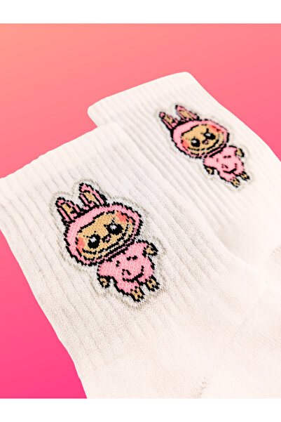 Shuttle Park Special Series Happy Colorful Labubu Patterned Socks Fun Comfortable Stylish Design Style White College Socks
