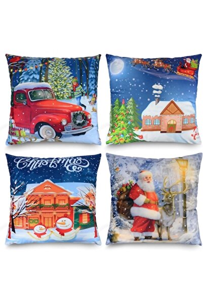 DELPI Set of 4 Decorative Christmas Pillow Covers, 45x45 cm