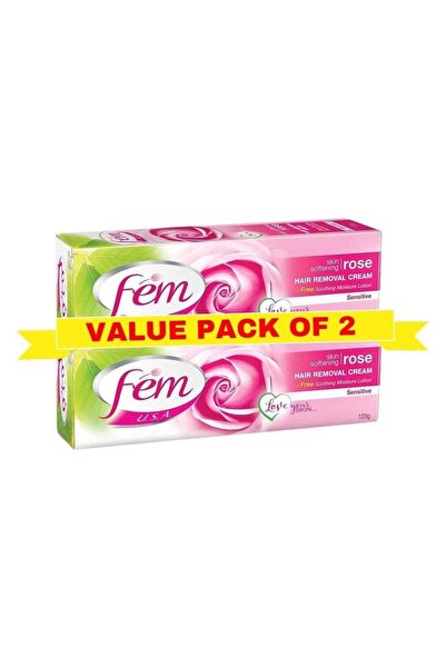 Fem كريم إزالة الشعر الأمريكي برائحة الورد 120 جرام (عبوة من قطعتين) - لوشن ل...