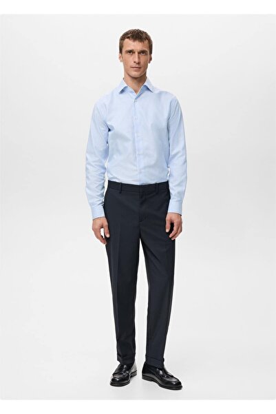 MANGO Man Slim fit çizgili %100 pamuklu gömlek