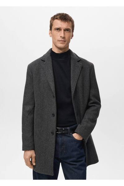 MANGO Man Geri dönüşümlü yünden hafif palto