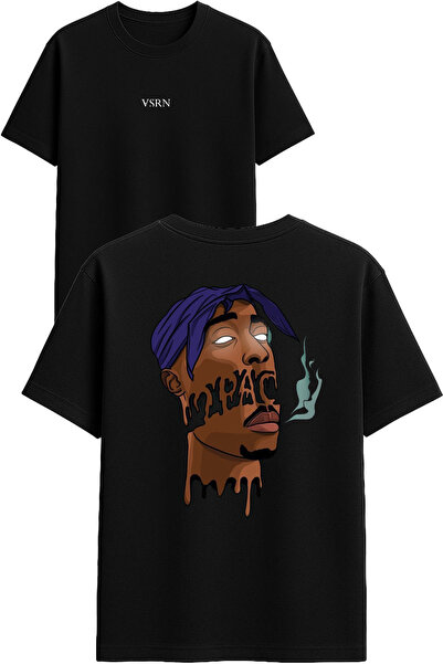 VSRN Tricou oversize negru cu imprimeu Big Rapper Design