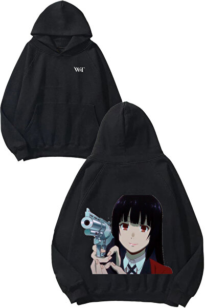 THEWERT Φούτερ Kakegurui Yumeko Jabami Design Back με τύπωμα Μαύρο με κουκούλα