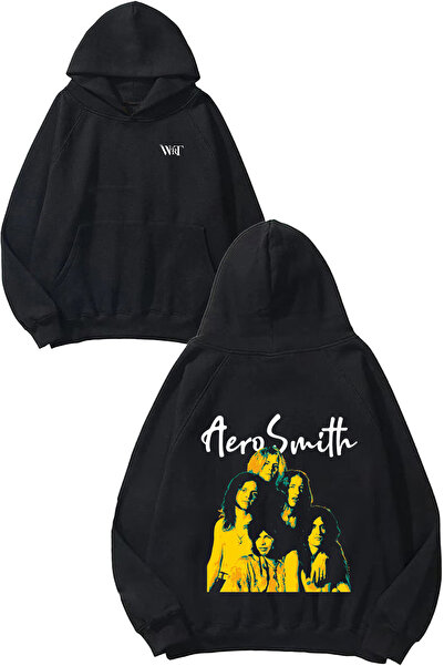 THEWERT Aerosmith 3 Design Back Printed Black Hooded Sweatshirt