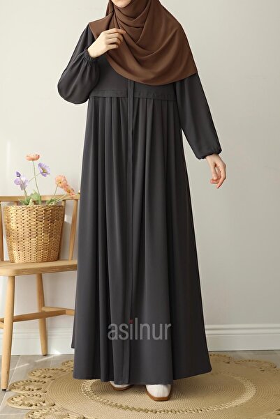 ASİLNUR Ebrar Pleated Ferace Smoked