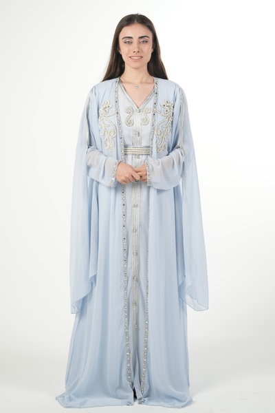 al bent al sharqieh قفطان مغربي شيفون قطعتين مع حزام على الخصر فستان قفطان نسائي