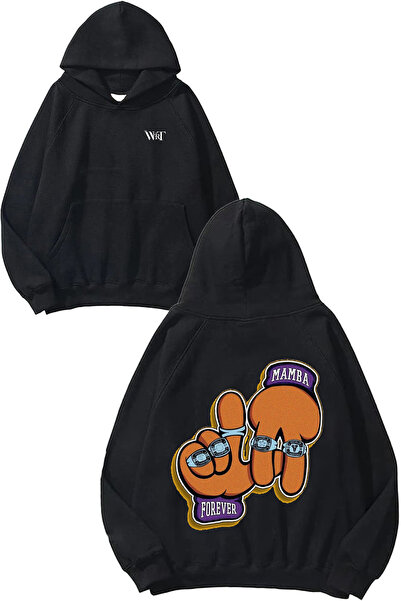 THEWERT Hanorac LA Mark Design Spate B cu imprimeu Negru K cu glugă