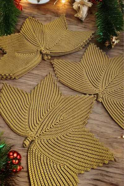 Örgü Sanatı DilekÇak El Örgüsü 6 Kişilik Polyester Soft Makrome Örgü Yaprak S...