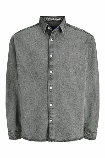 Jack & Jones Men's Gray Jornorrebro Denim Shirt Ls Sn Jean Shirt 12282775-Greydenim