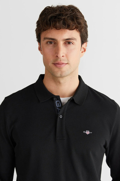 Gant Men's Black Regular Fit Polo Neck Polo