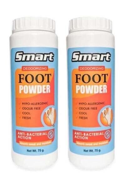 Smart Deodorizing Foot Powder, Foot Odour Eliminator with Anti Bacterial ingredients 75g Pack of 2