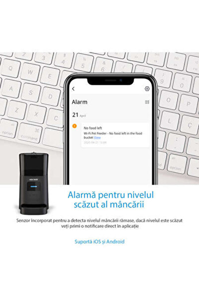 NEX Hrănitor automat pentru animale TECH (câini și pisici) - WiFi, înregistrare vocală, programabil prin aplicație, alimentare dublă, 6L