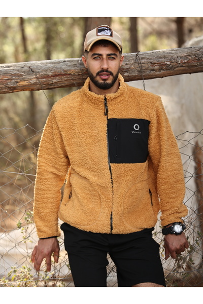 TKT Tile Lamb Welsoft Fleece Jacket Full Zipper 3 Pockets Front Piece Detail Full Size