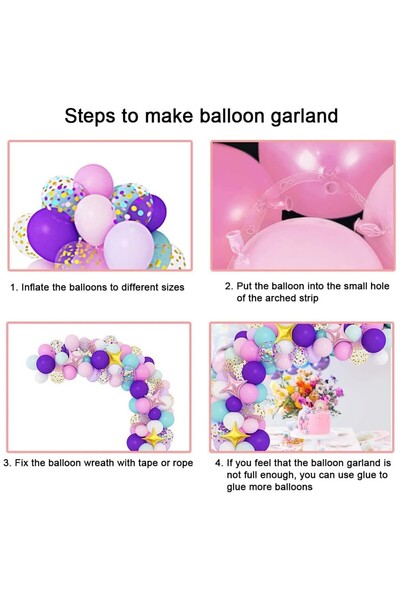 DELPI Balloon arch arrangement set for birthdays, christenings, events, 138 pieces, Multicolor