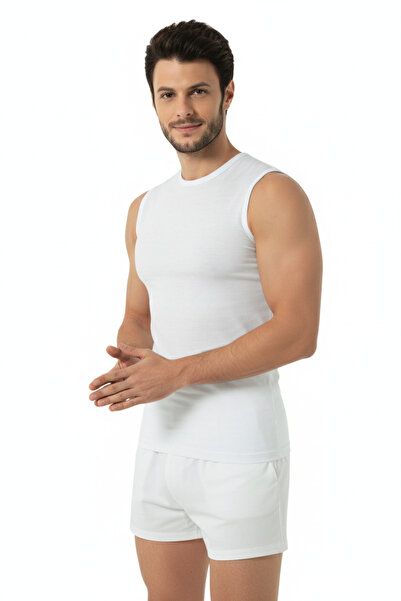 Hmd White Zero Sleeve Stretch Fabric Single Jersey Men's Undershirt