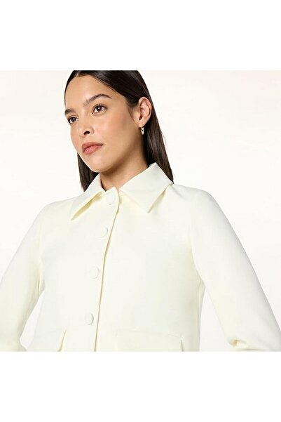 The Drop Myra women's casual jacket with pockets, white, size S,