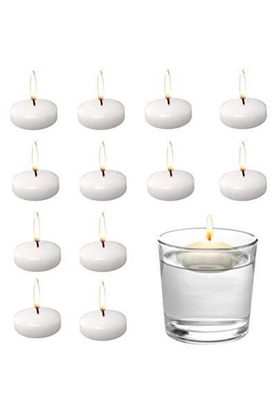 DELPI Set of 12 Floating Candles for Decorations, Unscented, White