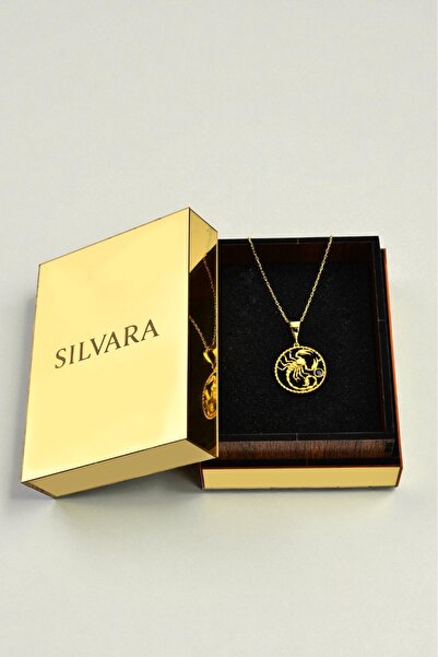 SILVARA AKREP BURÇ KOLYE 925 AYAR GÜMÜŞ 18 AYAR ALTIN KAPLAMA ÖZEL KUTULU