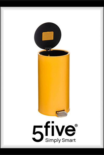 5FIVE DELTA MODERN SARI,METAL PEDALLI,30 LT, ÇELİK ÇÖP KUTUSU ,KOKU FİLTRELİ,TEMİZLENİR İÇ HAZNELİ