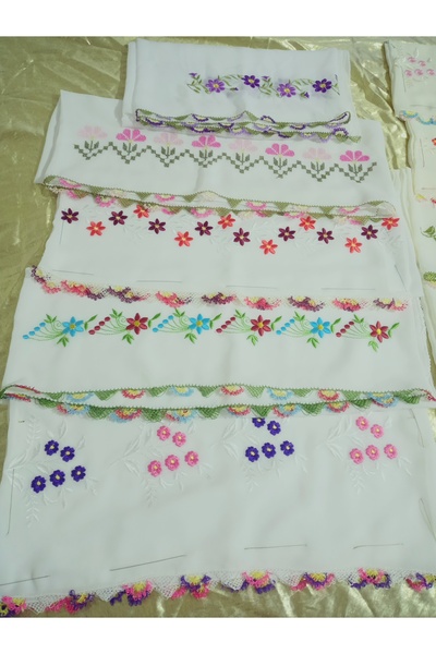 hoaryage Handmade Embroidery Embroidered Needle Embroidered Prayer Cover Dowry Holder Mevlit Hijab Crepe Fabric 145X75 cm