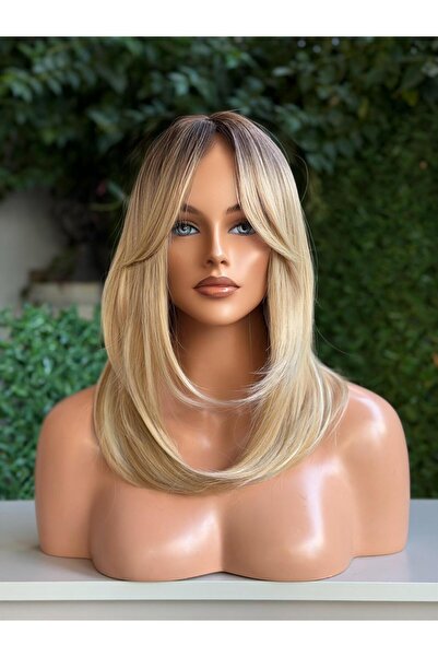 Fenomen Peruk Dipler Koyu Kumral Uçlar Sarı Uzun Perçemli