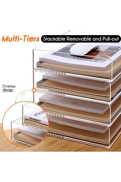 Generic Acrylic Stackable Letter Tray File Organizer - 2 Drawer (Letter Size), Clear