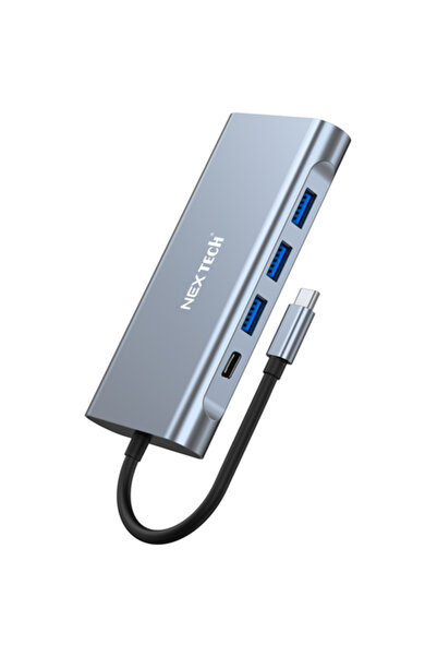 NEX TECH 11-in-1 USB-C Multiport Hub - 4K HDMI, Gigabit Ethernet, USB 3.0, PD 100W, VGA, SD/TF, Alum