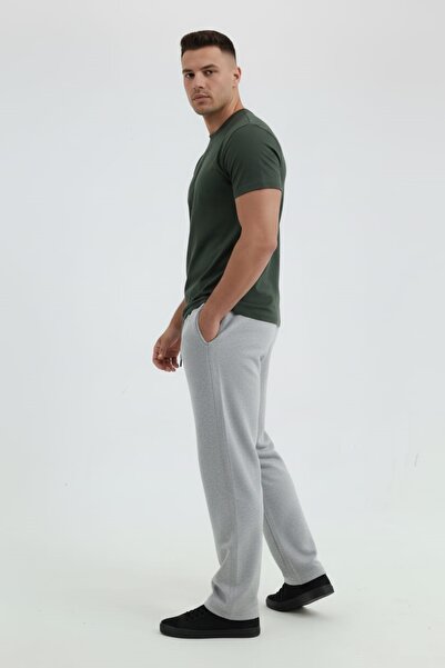 fh fashionhere Men's Comfortable Fit Wide Cut Loose Leg Baggy 2 Thread Gray Sweatpants