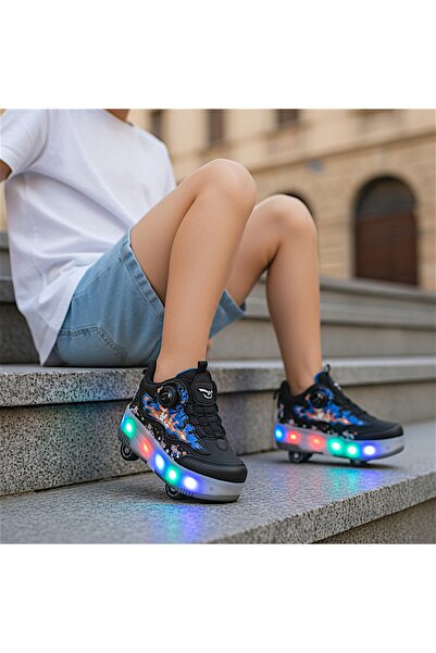 Nisanur Shoes PATENLİ IŞIKLI SPOR AYAKKABISI 4 TEKERLEKLİ PATEN –IŞIKLARI ON/OFF Tuşlu