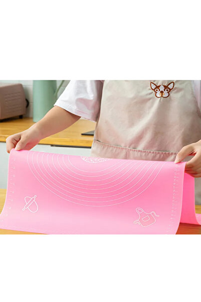 ZUZU MADE Pembe Renk Büyük Boy 45 cm X 65 cm Silikon Hamur Açma Matı