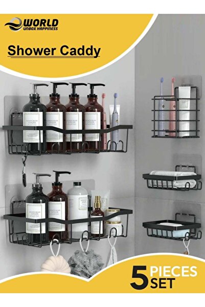 Eworld مجموعة حاملات الدش من 5 قطع - 2 رف من الفولاذ المقاوم للصدأ، و2 حامل ص...