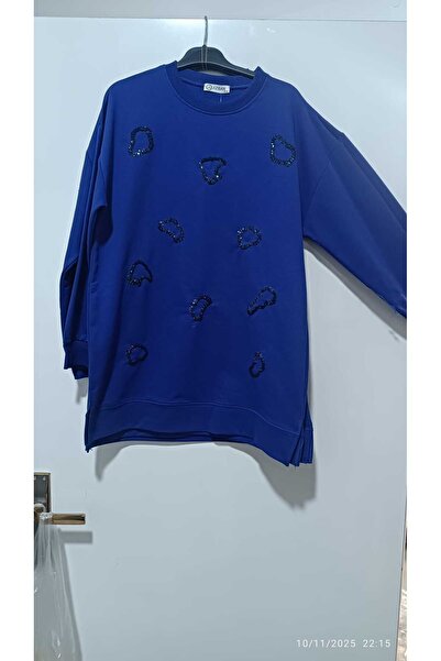 azram ı Pul İşlemeli Kalp Detaylı Tunik Sweatshirt