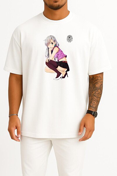 Bahriyeli Collection oversized Meliodas Unisex T-Shirt με σχέδιο στήθους με τ...