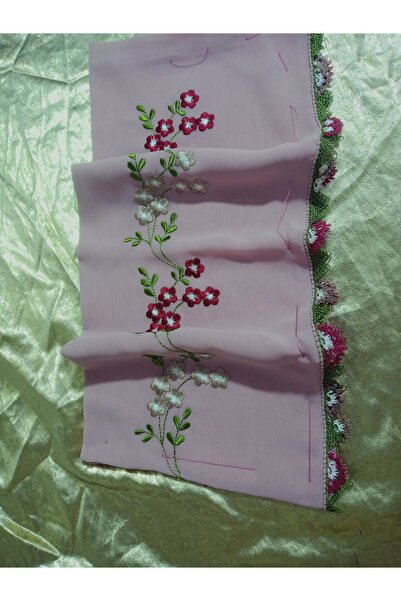 hoaryage Handmade Embroidery Embroidered Needle Embroidered Prayer Cover Dowry Holder Mevlit Hijab Crepe Fabric 145X75 cm