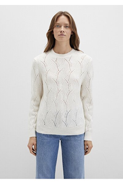 Mavi YUVARLAK YAKA KAZAK Kırık Beyaz