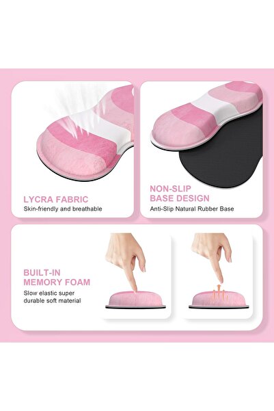 Generic iLeadon 4-piece Gaming Desk Mat and Wrist Rest Set - Pink Heart